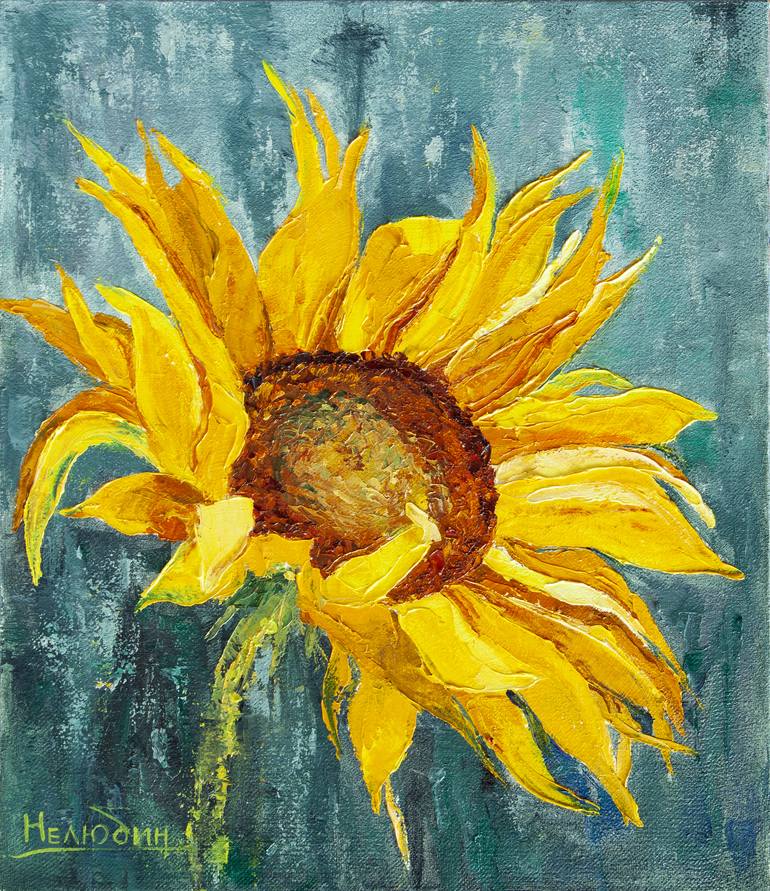 Sunflower Painting by Oleksandr Neliubin | Saatchi Art