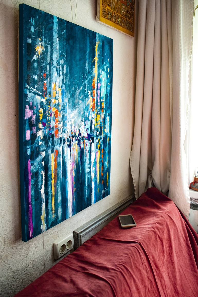 Original Abstract Expressionism Cities Painting by Oleksandr Neliubin