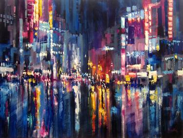 Original Abstract Expressionism Cities Paintings by Oleksandr Neliubin