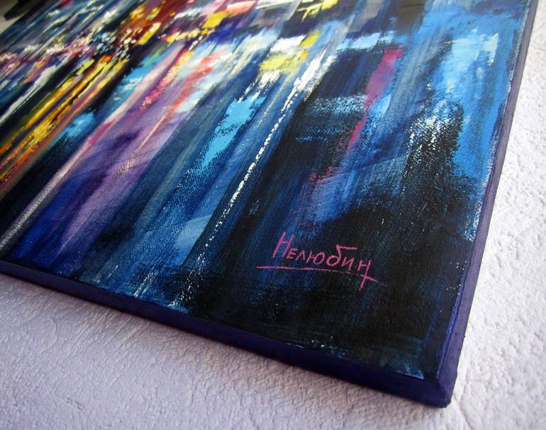 Original Abstract Expressionism Cities Painting by Oleksandr Neliubin