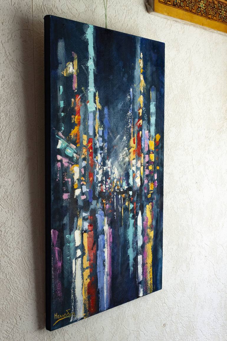 Original Abstract Expressionism Cities Painting by Oleksandr Neliubin