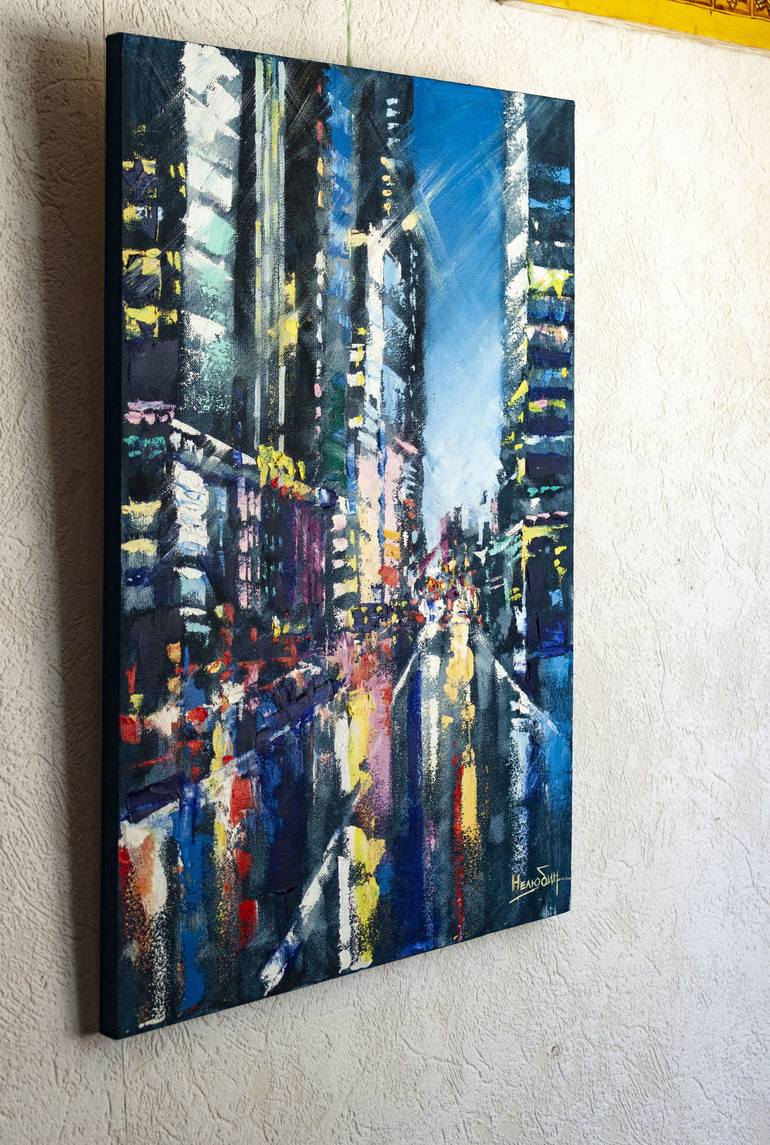 Original Abstract Expressionism Cities Painting by Oleksandr Neliubin