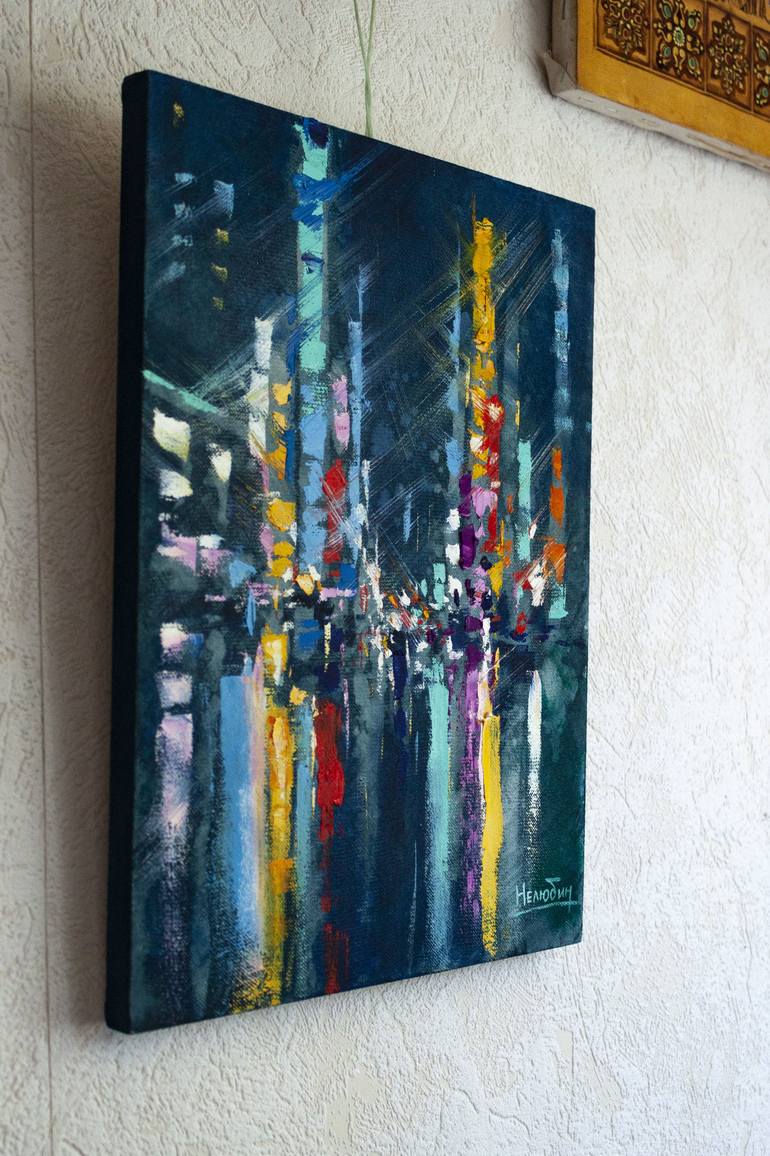 Original Abstract Cities Painting by Oleksandr Neliubin