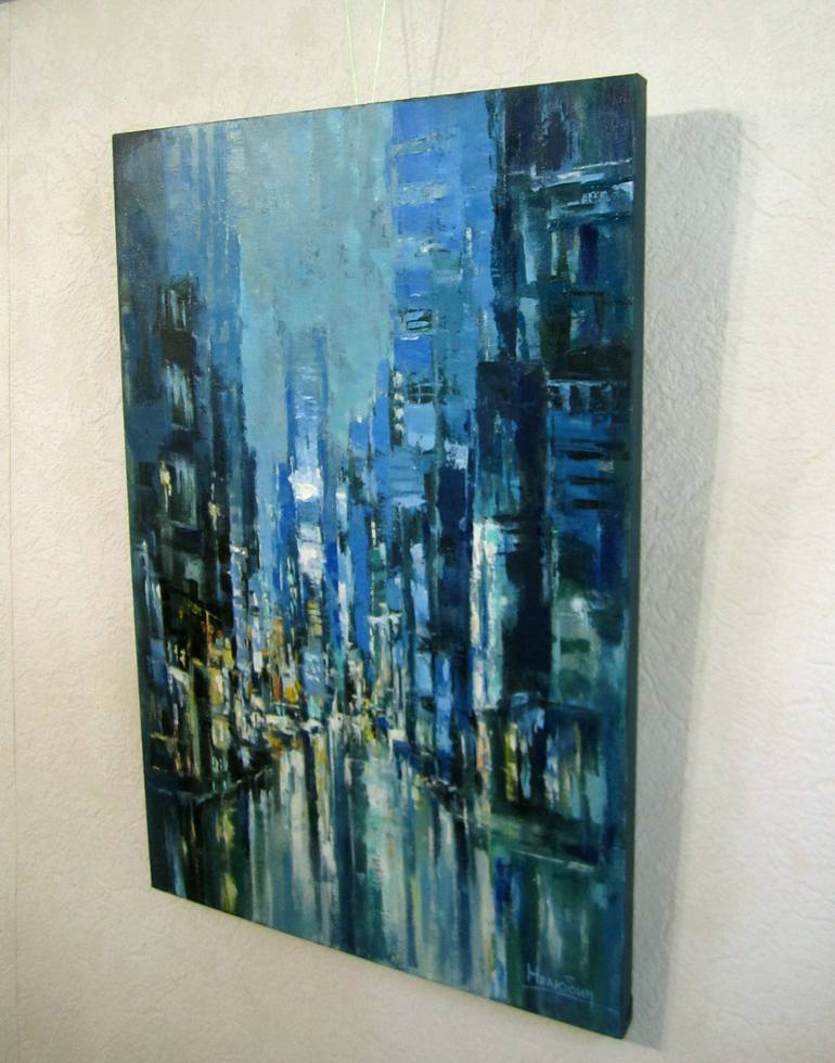 Original Abstract Expressionism Cities Painting by Oleksandr Neliubin