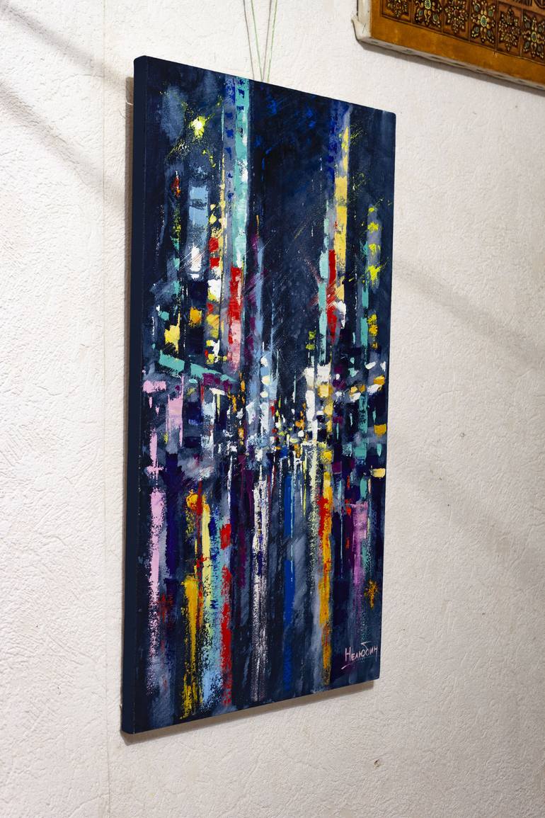 Original Abstract Expressionism Cities Painting by Oleksandr Neliubin