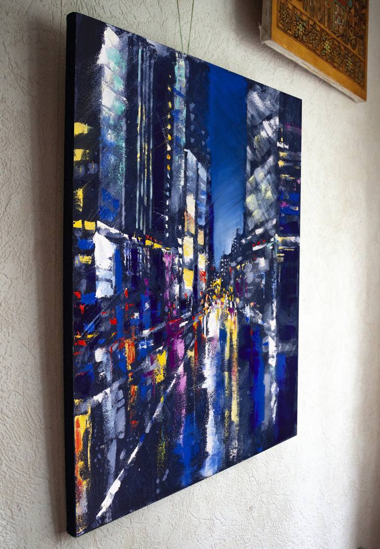 Original Abstract Expressionism Cities Painting by Oleksandr Neliubin