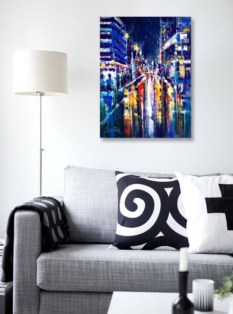 Original Abstract Cities Painting by Oleksandr Neliubin