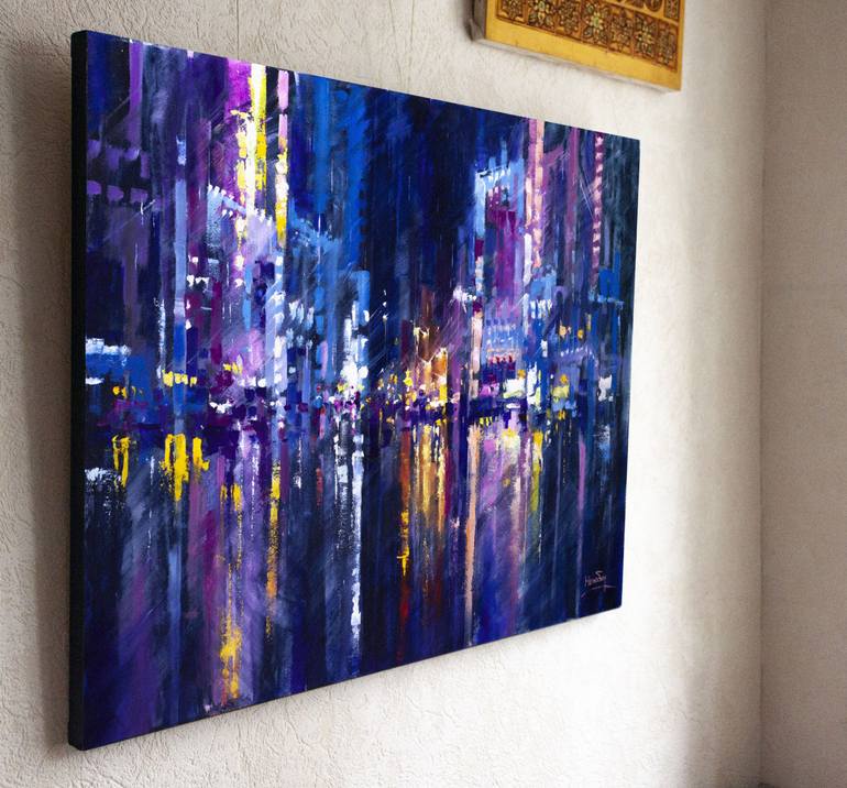 Original Abstract Cities Painting by Oleksandr Neliubin