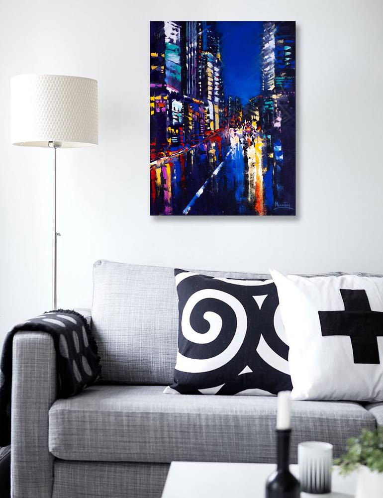 Original Abstract Cities Painting by Oleksandr Neliubin