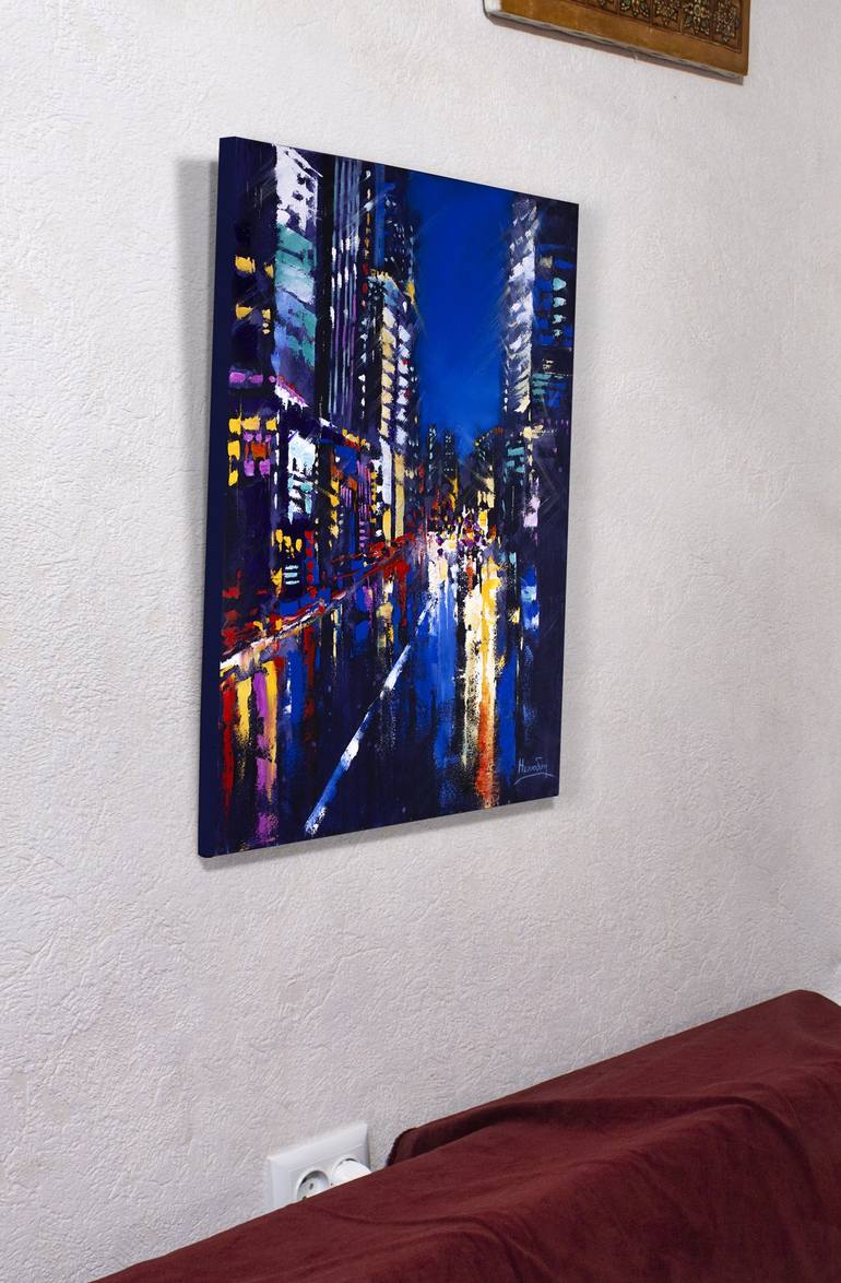 Original Abstract Cities Painting by Oleksandr Neliubin