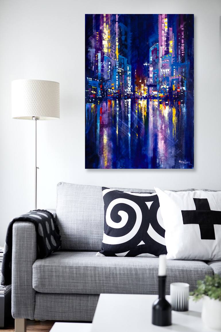 Original Abstract Cities Painting by Oleksandr Neliubin