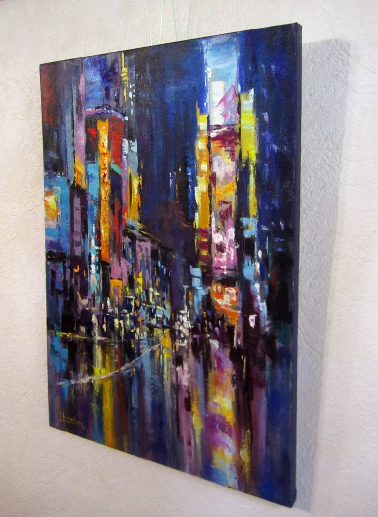 Original Abstract Expressionism Cities Painting by Oleksandr Neliubin