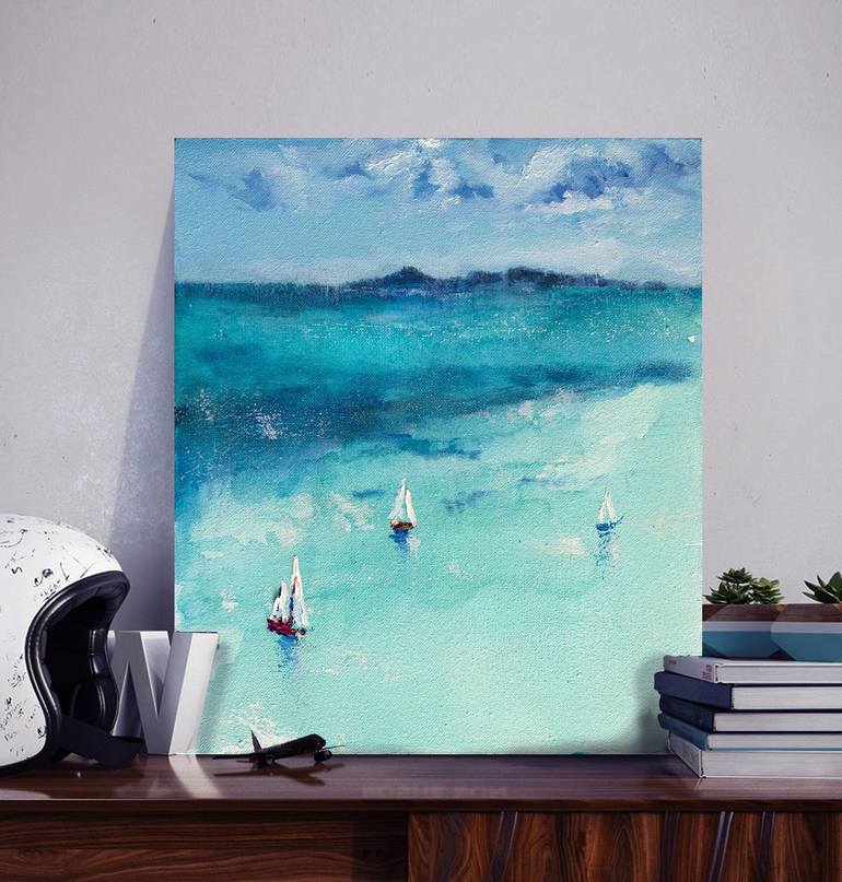 Original Abstract Expressionism Seascape Painting by Oleksandr Neliubin