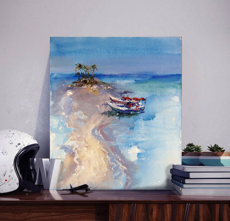 Original Abstract Expressionism Seascape Painting by Oleksandr Neliubin