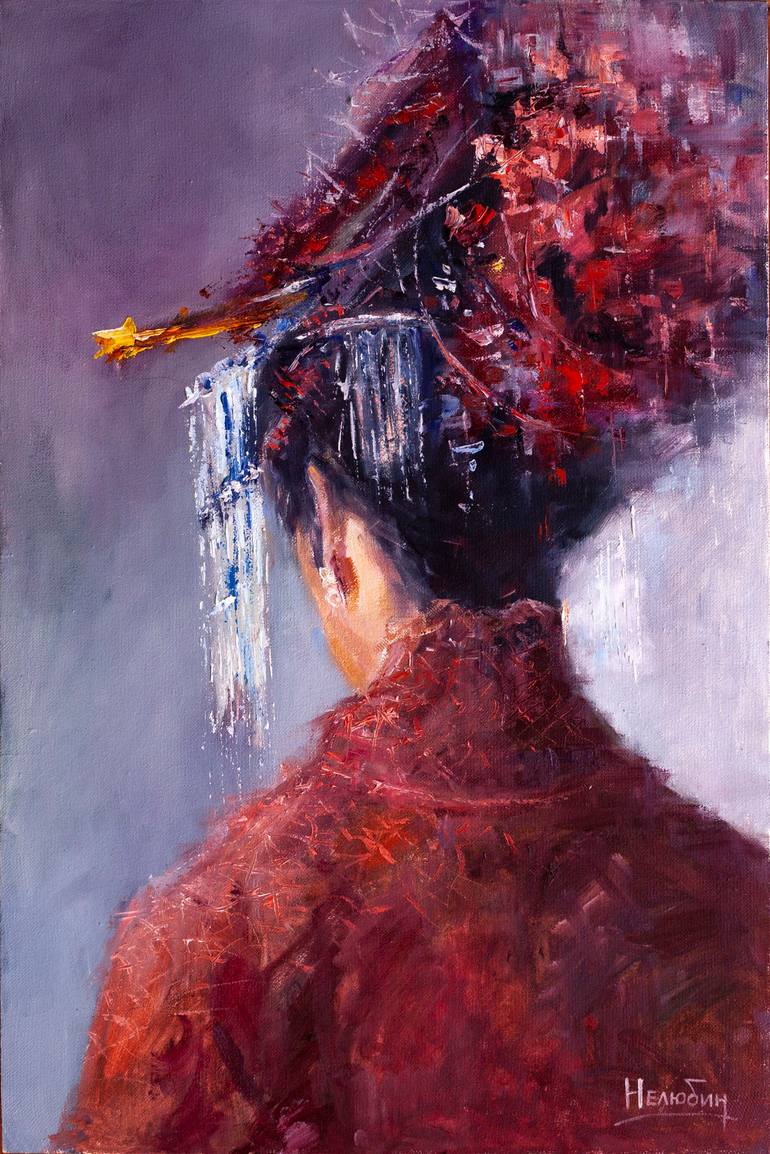 Portrait of a woman in red Painting by Oleksandr Neliubin Saatchi Art