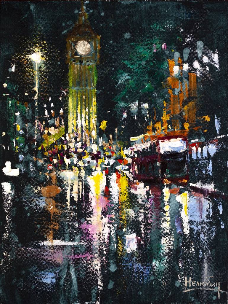 Night London Painting by Oleksandr Neliubin | Saatchi Art