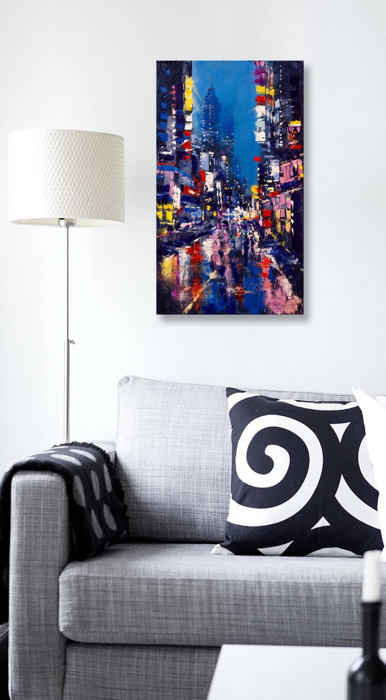 Original Abstract Expressionism Cities Painting by Oleksandr Neliubin