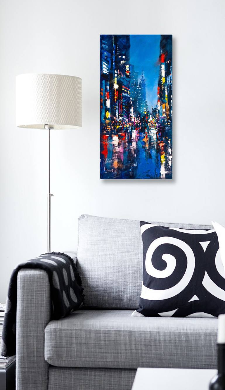 Original Abstract Expressionism Cities Painting by Oleksandr Neliubin