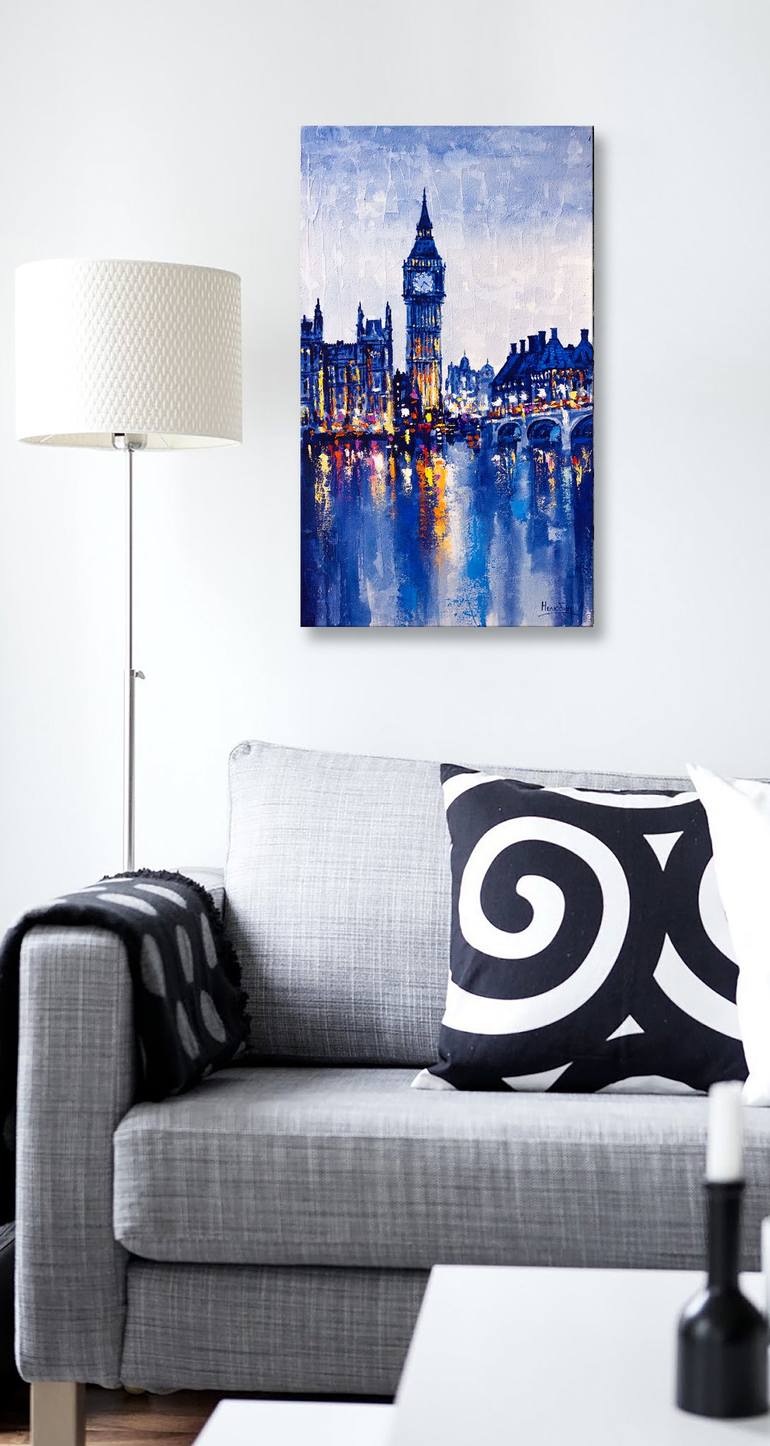 Original Abstract Cities Painting by Oleksandr Neliubin