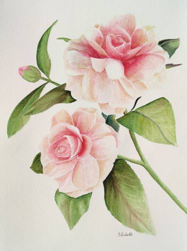 Original Art Deco Floral Painting by Francesca Licchelli
