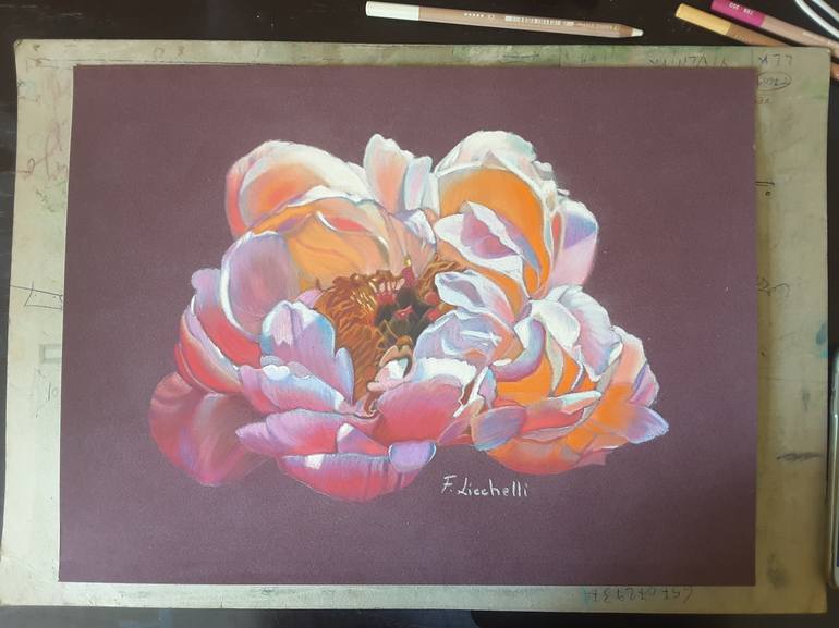 Original Art Deco Floral Painting by Francesca Licchelli