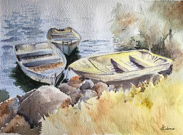 Original Figurative Boat Paintings by Horacio Cobas