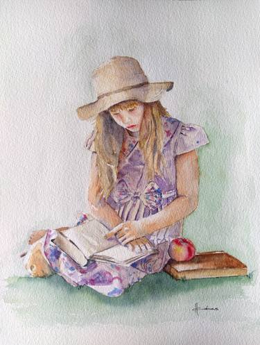 Girl Reading Outdoors thumb