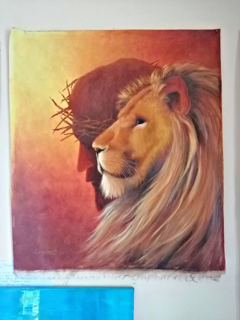 Abstract art, Jesus painting, Watercolor lion head, Lion of Judah