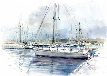 Print of Sailboat Paintings by Hanna Haponiuk