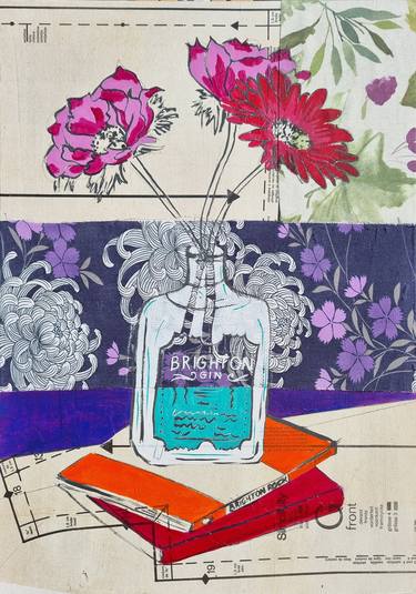 Anemonies in a Brighton Gin Bottle - Print thumb