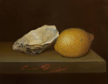 still life with oyster and lemon thumb