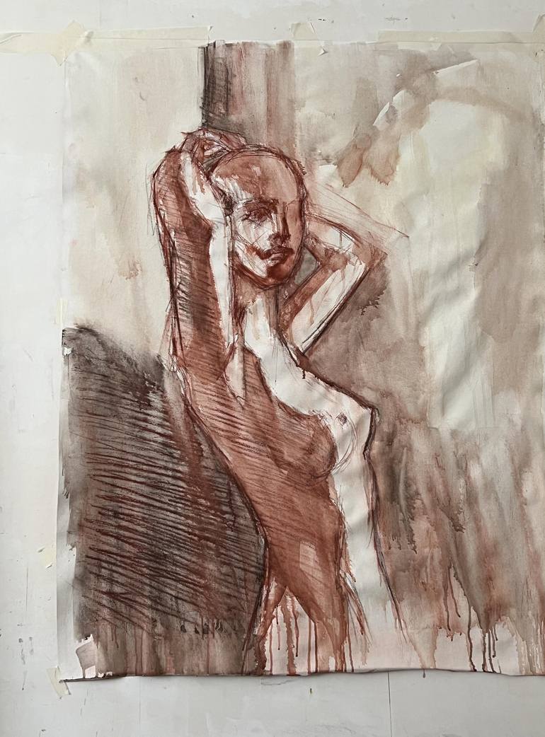 Original Nude Drawing by claudia barbu