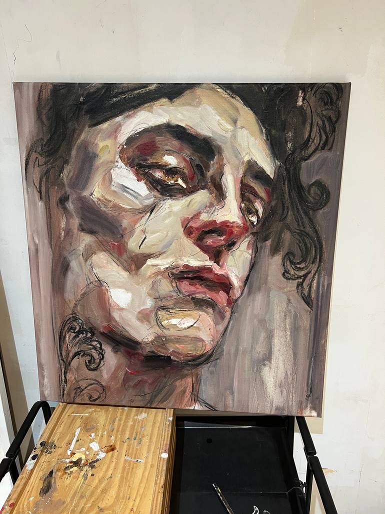 Original Art Deco Men Painting by Claudia Barbu