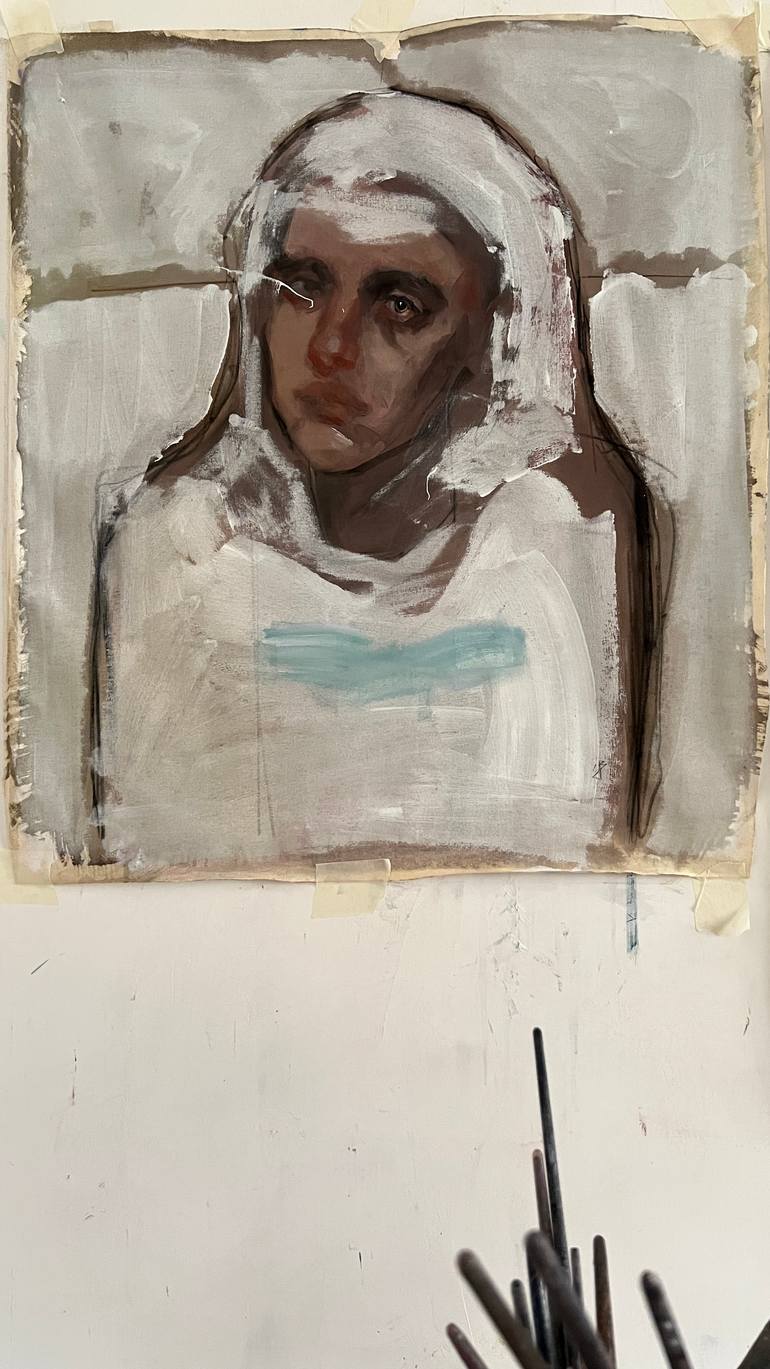 Original Abstract Expressionism Beach Painting by Claudia Barbu