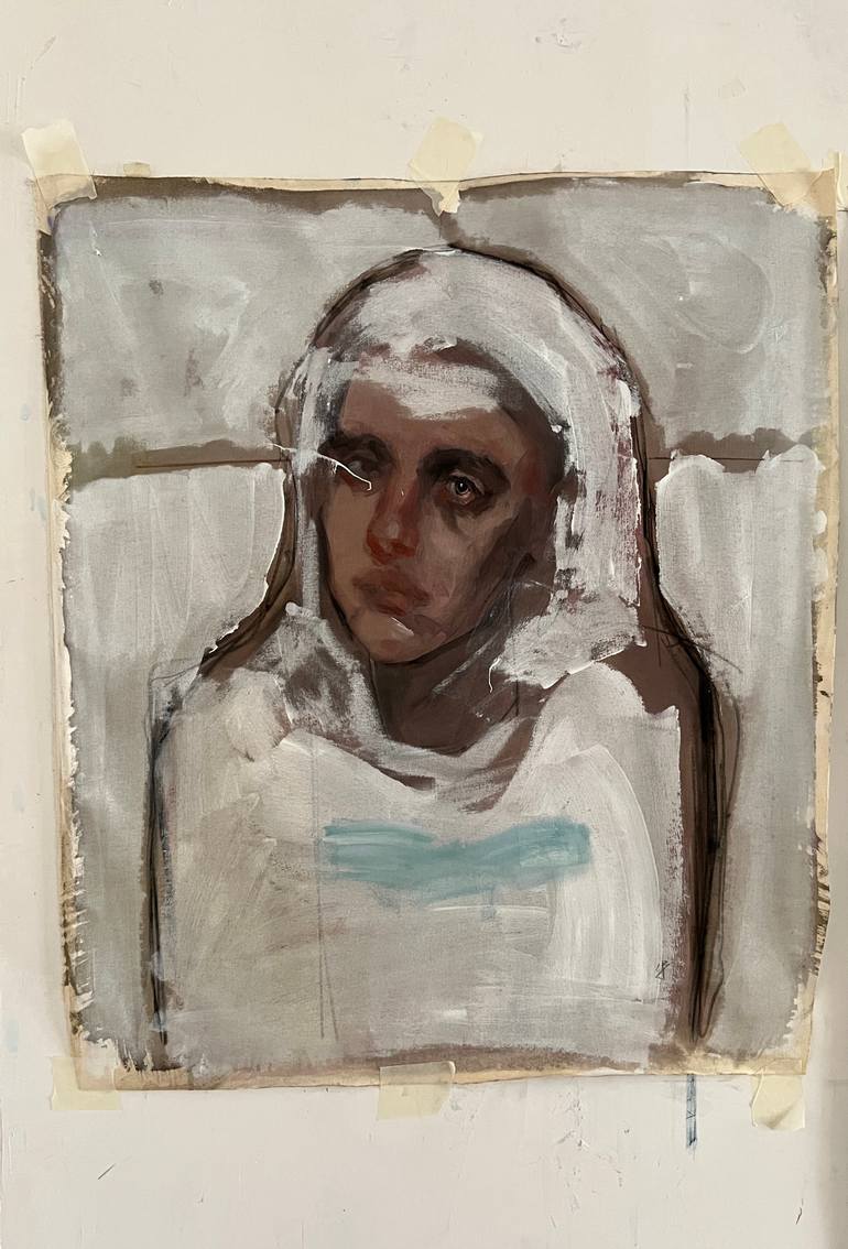 Original Abstract Expressionism Beach Painting by Claudia Barbu