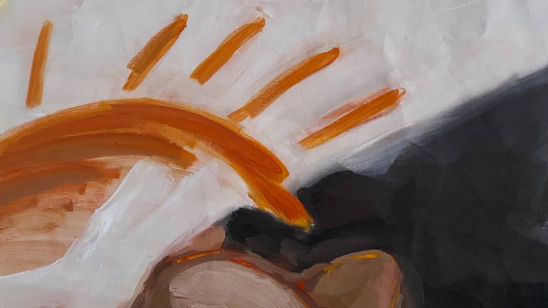 Original Abstract Expressionism Beach Painting by Claudia Barbu