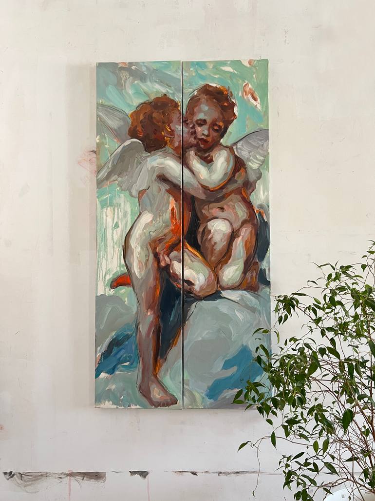 Original Classicism Love Painting by Claudia Barbu