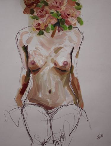 Original Figurative Floral Paintings by claudia barbu