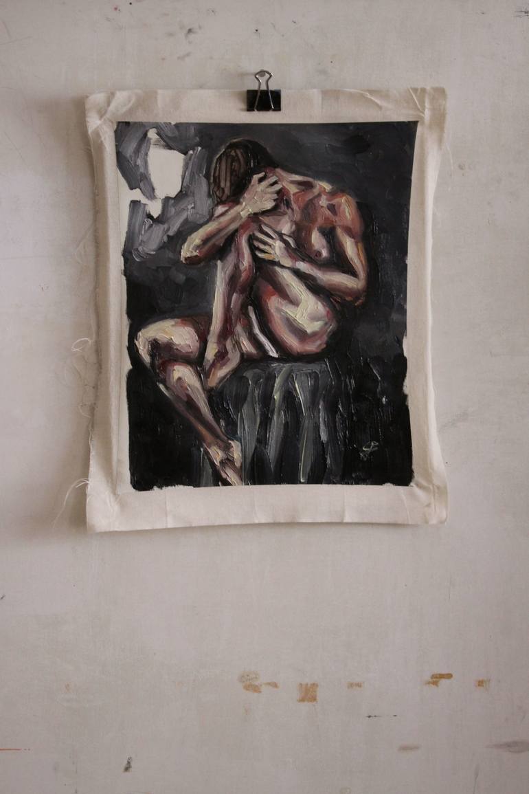 Original Expressionism Nude Painting by Claudia Barbu