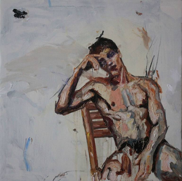 Original Minimalism Nude Painting by claudia barbu