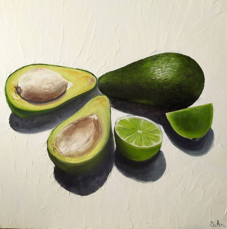 Avocados and lime Painting by Vadim Amelichev | Saatchi Art