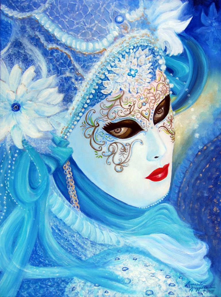 Venetian Carnival Mask Blue Painting by Leonardo Ruggieri | Saatchi Art