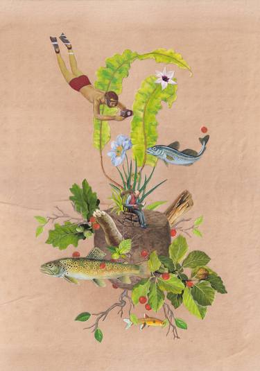 Original Dada Nature Collage by Martine Mooijenkind