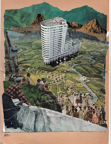 Original Surrealism Architecture Collage by Martine Mooijenkind
