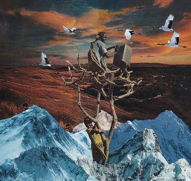 Original Surrealism Nature Collage by Martine Mooijenkind