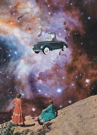 Original Surrealism Outer Space Collage by Martine Mooijenkind