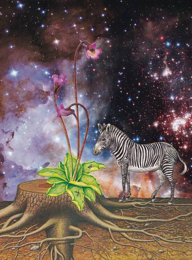 Original Surrealism Outer Space Collage by Martine Mooijenkind