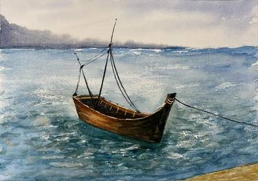 Original Boat Painting by Rahna Saj
