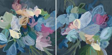 Original Abstract Floral Paintings by Cat Tesla