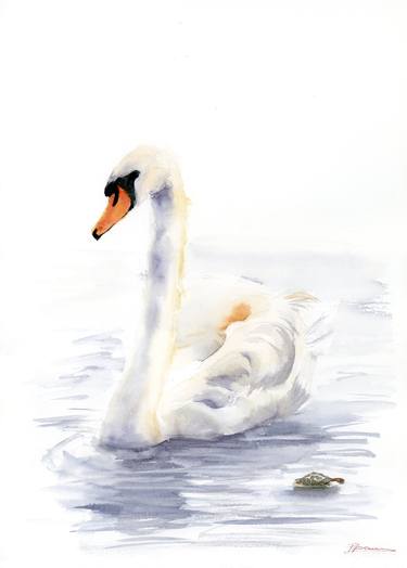 Saatchi Art Artist Olga Tchefranov; Painting, “Swimming Swan #1” #art